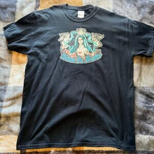 2008 Reina De México. Virgen De Guadalupe Black Tee Shirt Virgin Mary Size Large